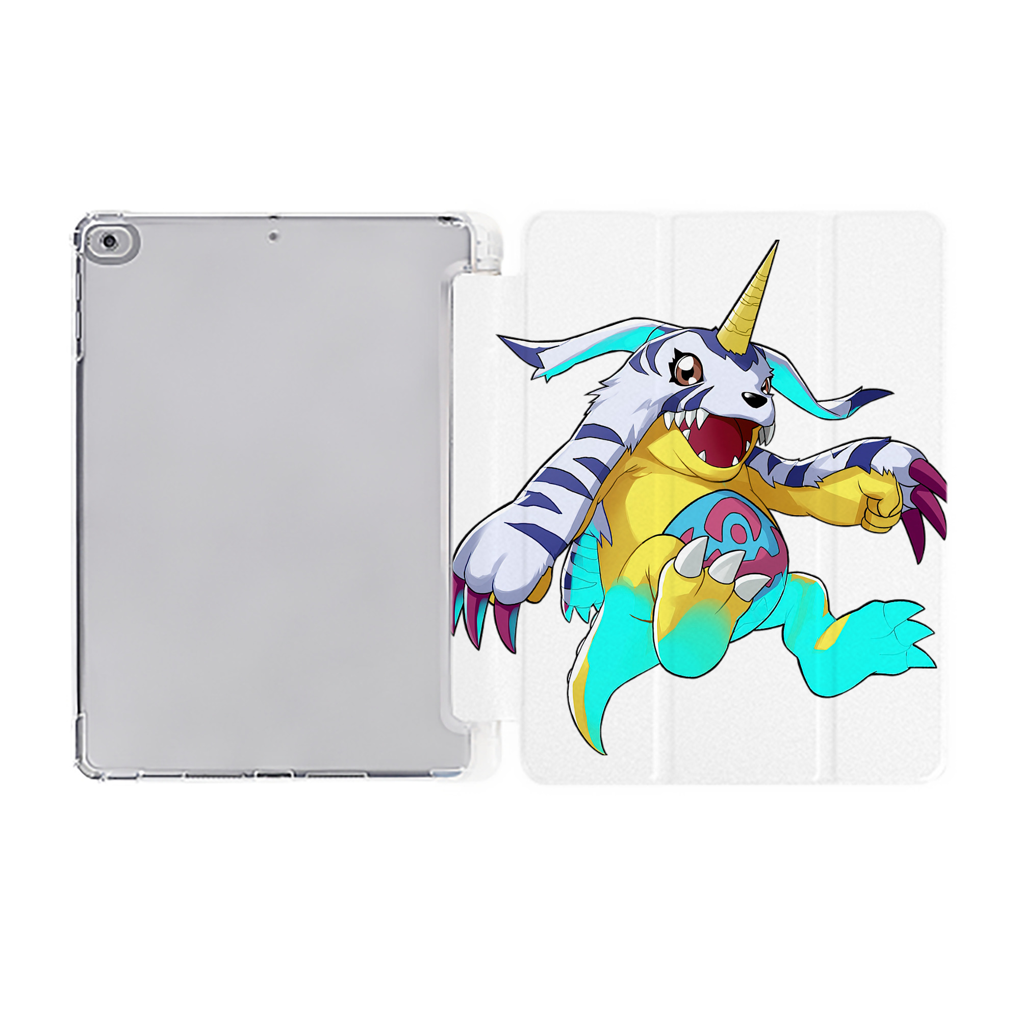 （画像用） Digimon デジタルモンスター/デジモン IPad ケース ペン収納付き 三つ折りスタンド PUレザー×シリコン 対応機種9.5/10.5/10.9インチ